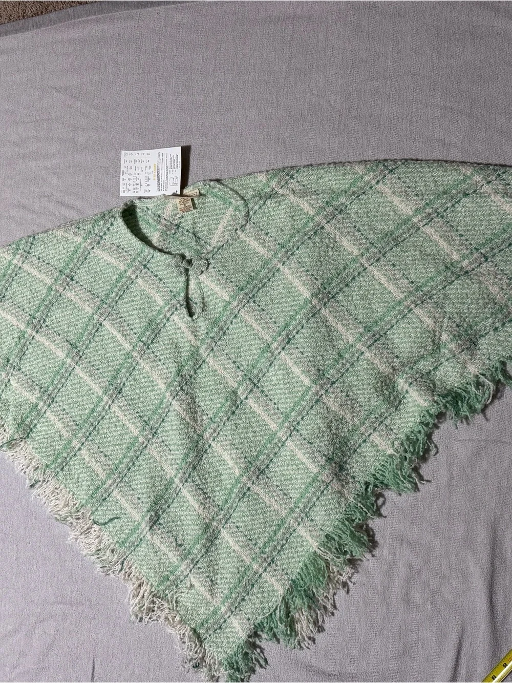 Soft Plaid Fringe Wrap Scarf - Mint Green